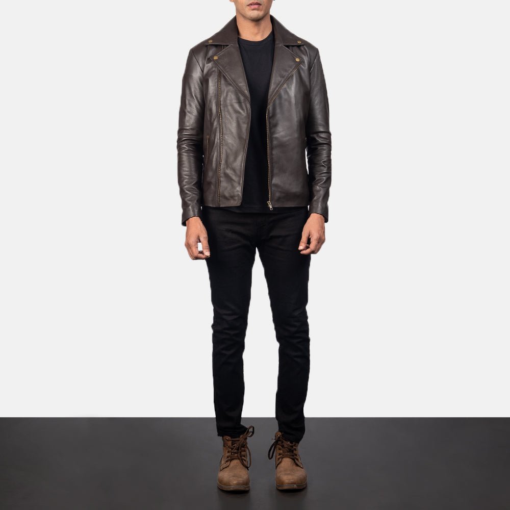 Noah Brown Leather Biker Jacket - Vox Leather