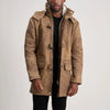 Nolan Distressed Brown Leather Duffle Coat - Rare Leather