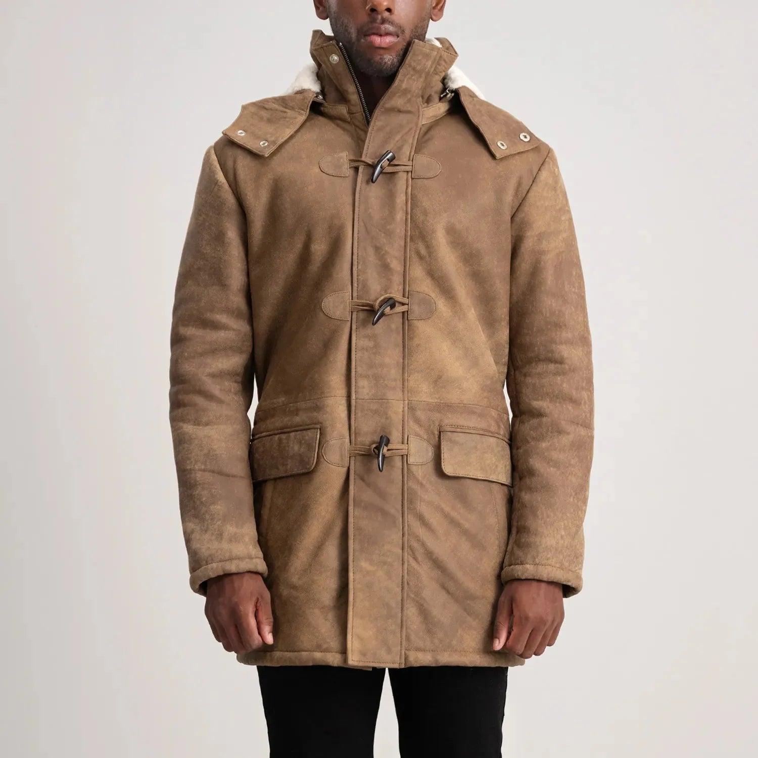 Nolan Distressed Brown Leather Duffle Coat - Rare Leather
