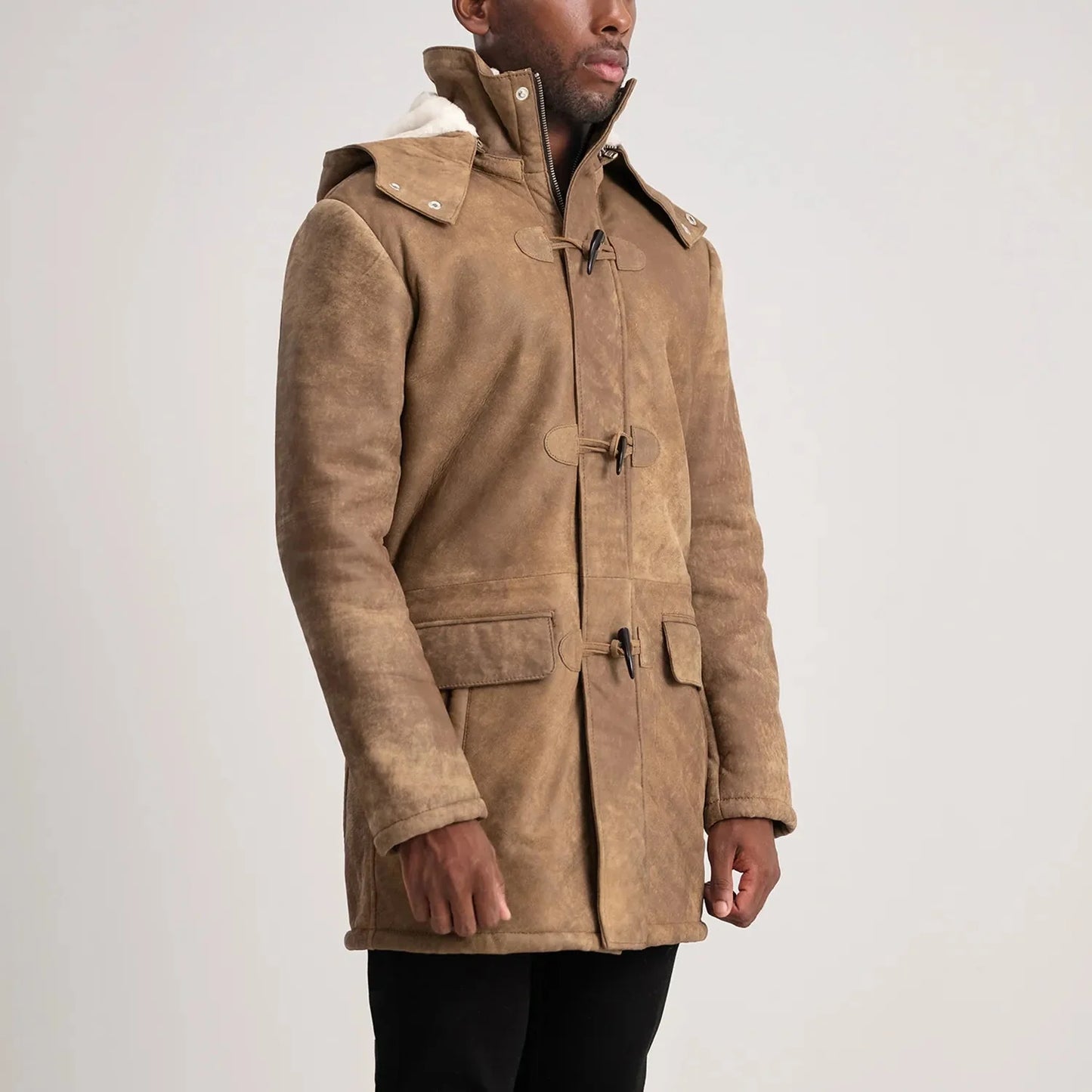 Nolan Distressed Brown Leather Duffle Coat - Rare Leather