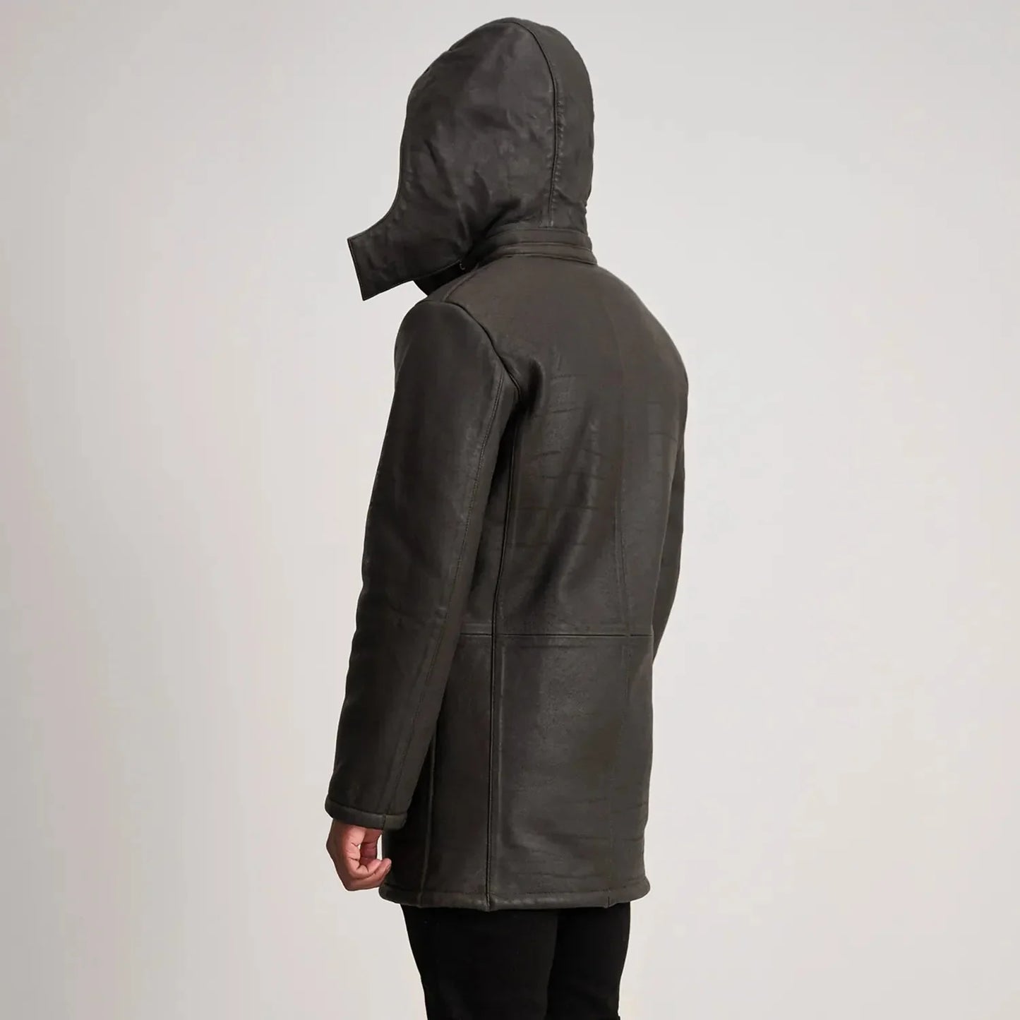 Nolan Tumbled Brown Leather Duffle Coat - Rare Leather
