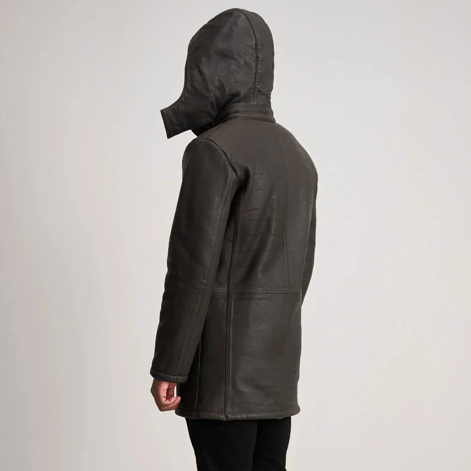 Nolan Tumbled Brown Leather Duffle Coat - Rare Leather