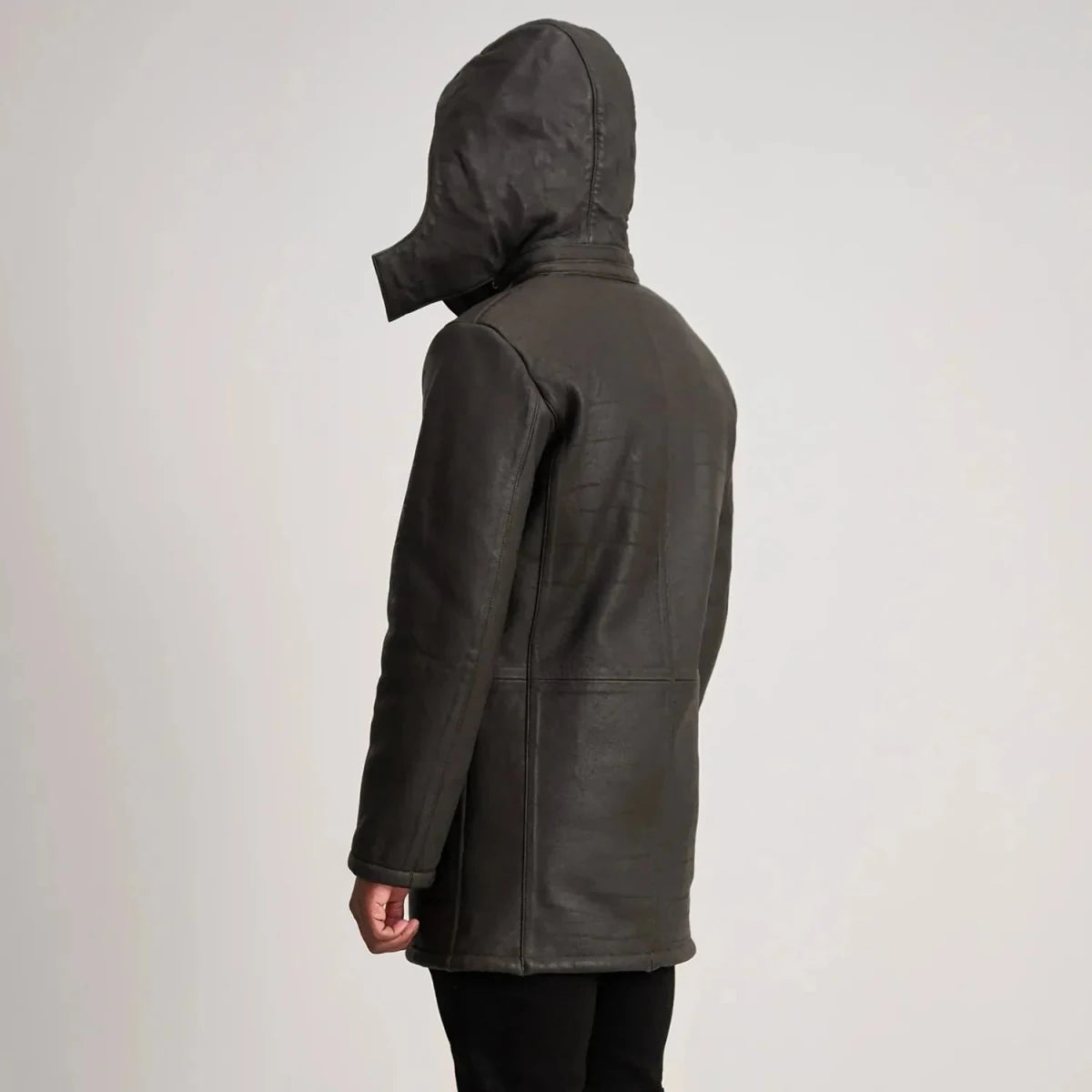 Nolan Tumbled Brown Leather Duffle Coat - Vox Leather