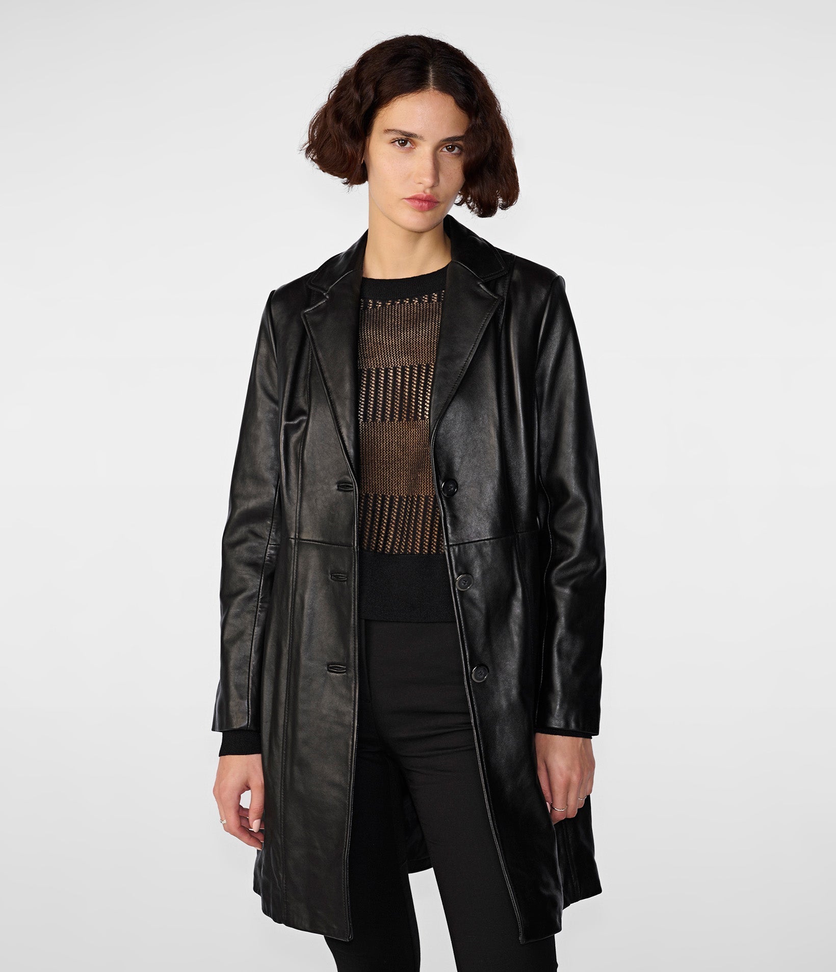 Nora Button Down Lamb Trench - Rare Leather