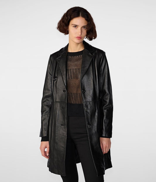 Nora Button Down Lamb Trench - Vox Leather