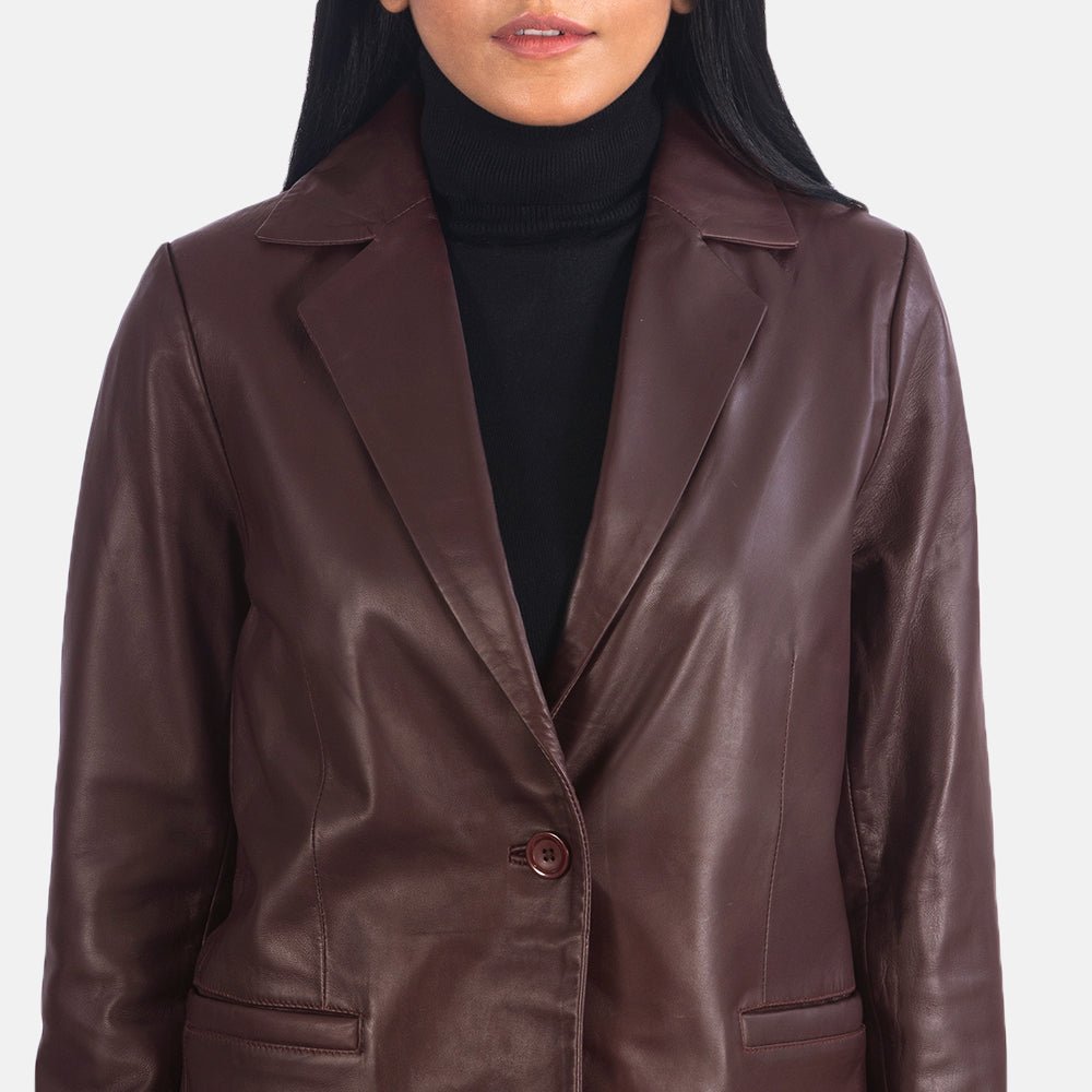 Norma Maroon Leather Blazer - Rare Leather