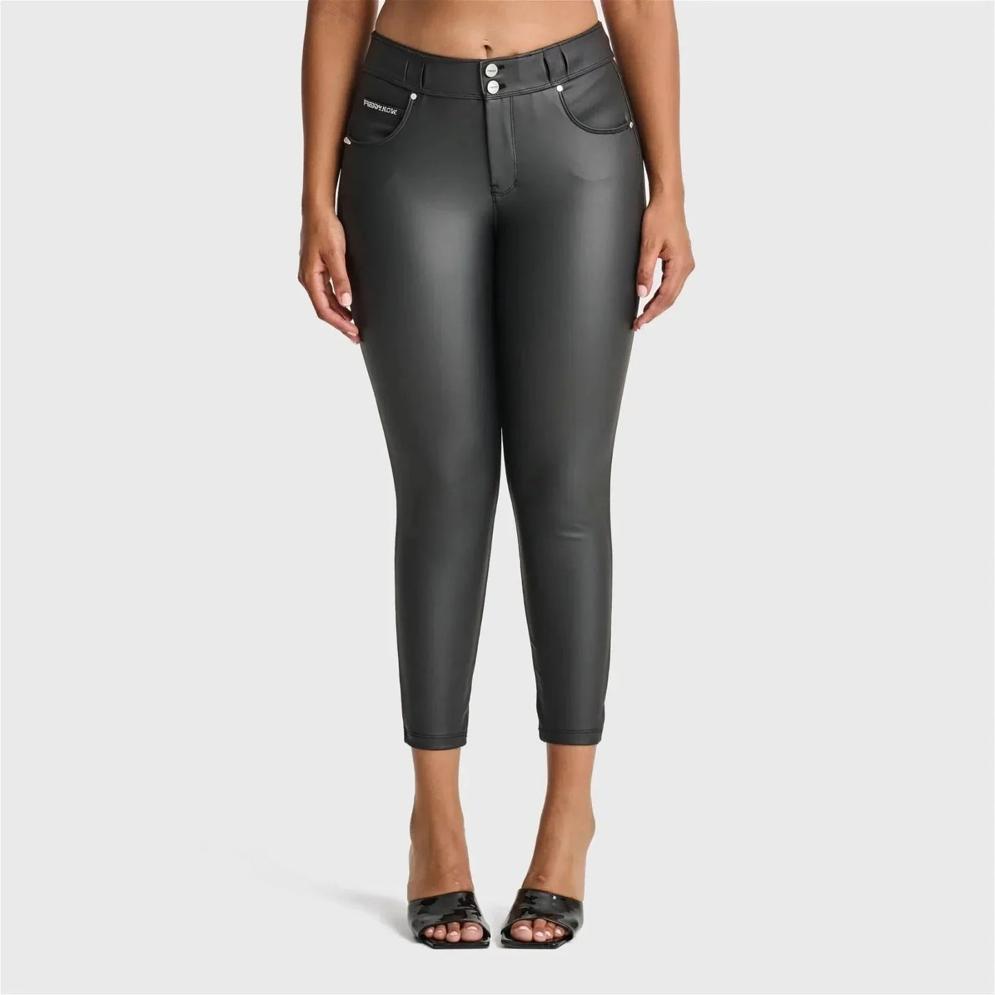 N.O.W® Faux Leather - High Waisted - Petite Length - Black - Rare Leather
