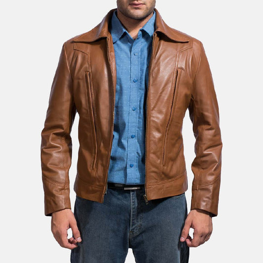 Old School Brown Leather Jacket - Vox Leather