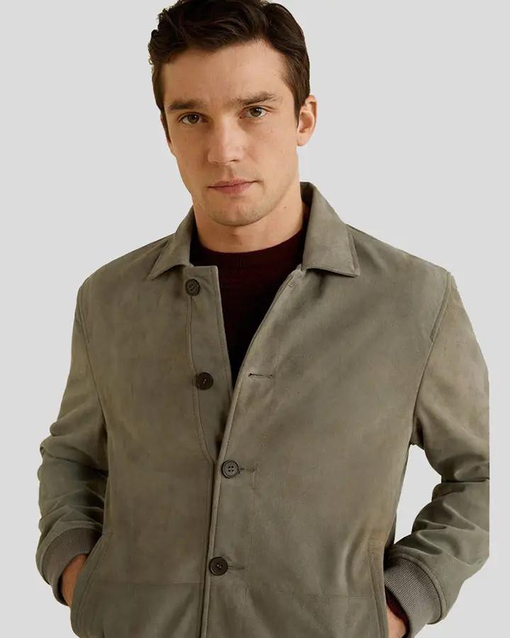 Oren Grey Suede Bomber Leather Jacket - Rare Leather