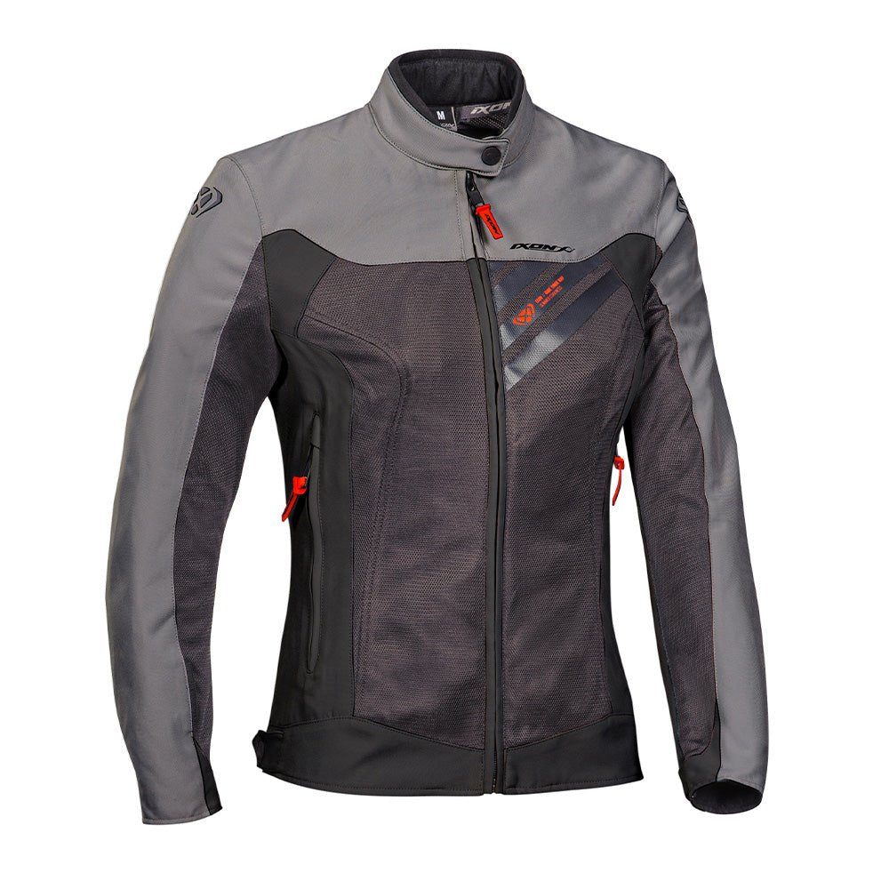 Orion - CE Certified Women's Riding Jacket (Anthracite/Grey/Red) - Vox Leather