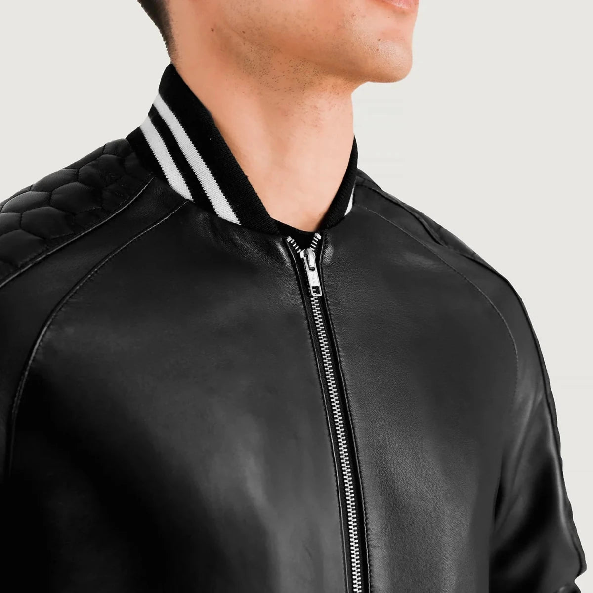 Pascal Black Leather Varsity Jacket - Vox Leather