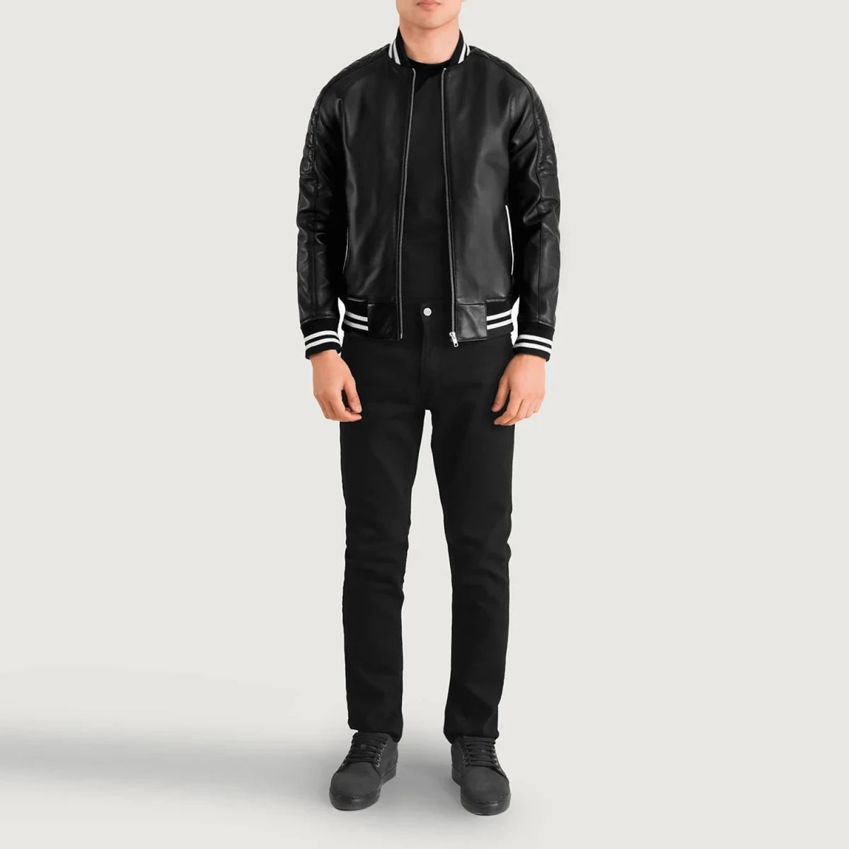 Pascal Black Leather Varsity Jacket - Vox Leather
