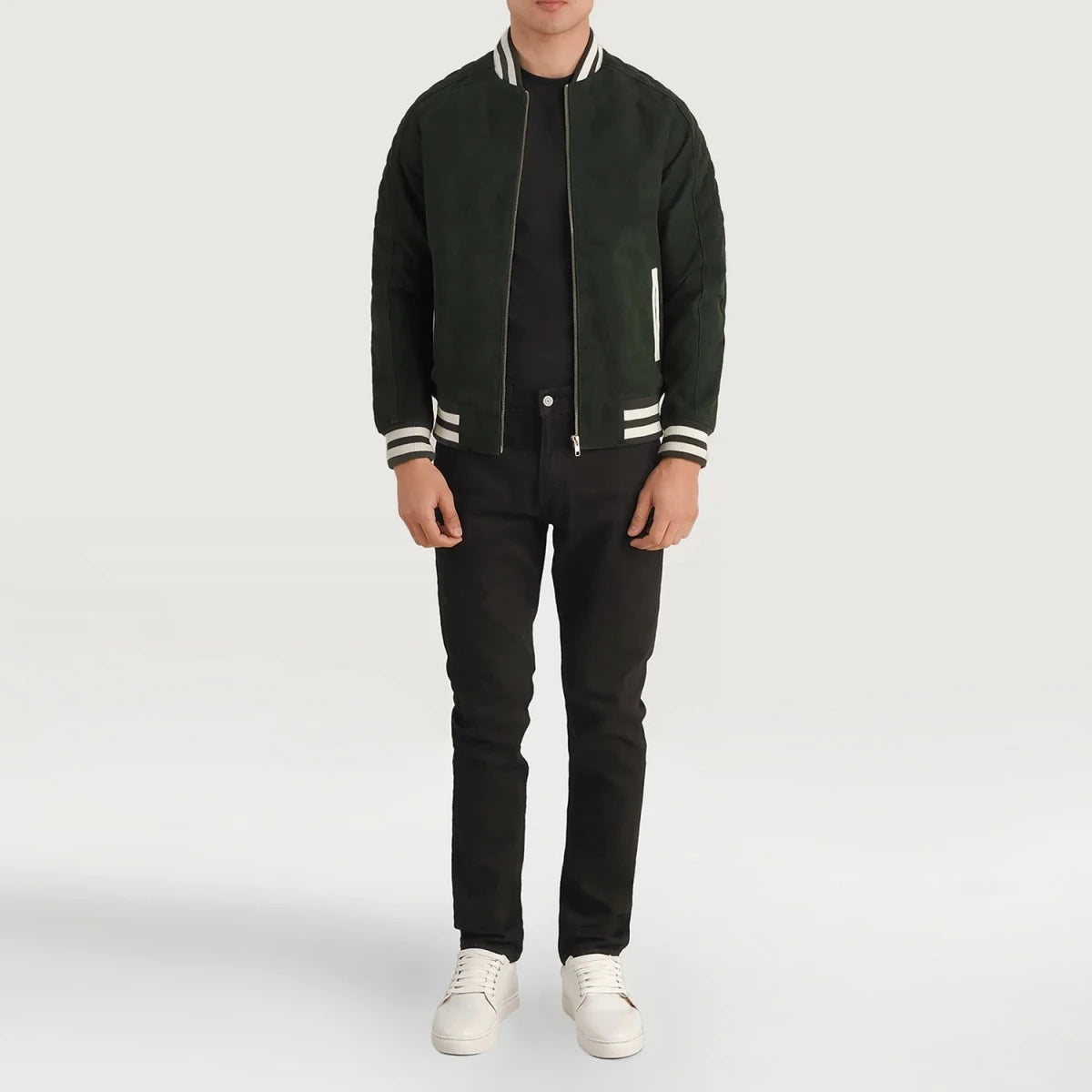 Pascal Green Suede Varsity Jacket - Vox Leather