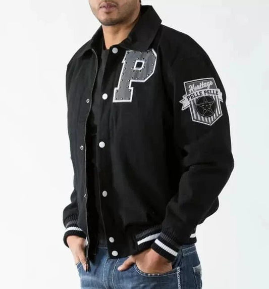 Pelle Pelle Black All American Studded Jacket - Vox Leather