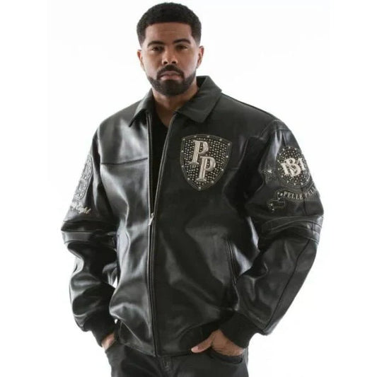Pelle Pelle Legendary Black Stud Men Jacket - Rare Leather Order Now !!