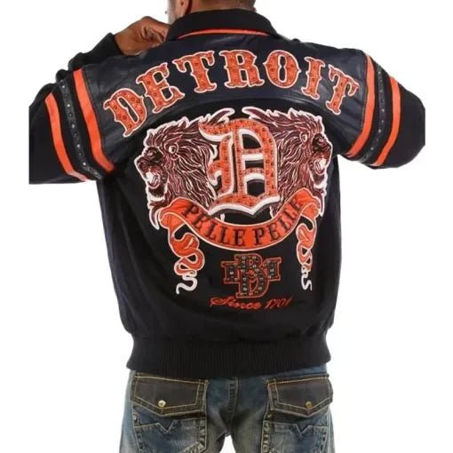 Pelle Pelle Mens Black & Orange Detroit 1978 Jacket - Vox Leather