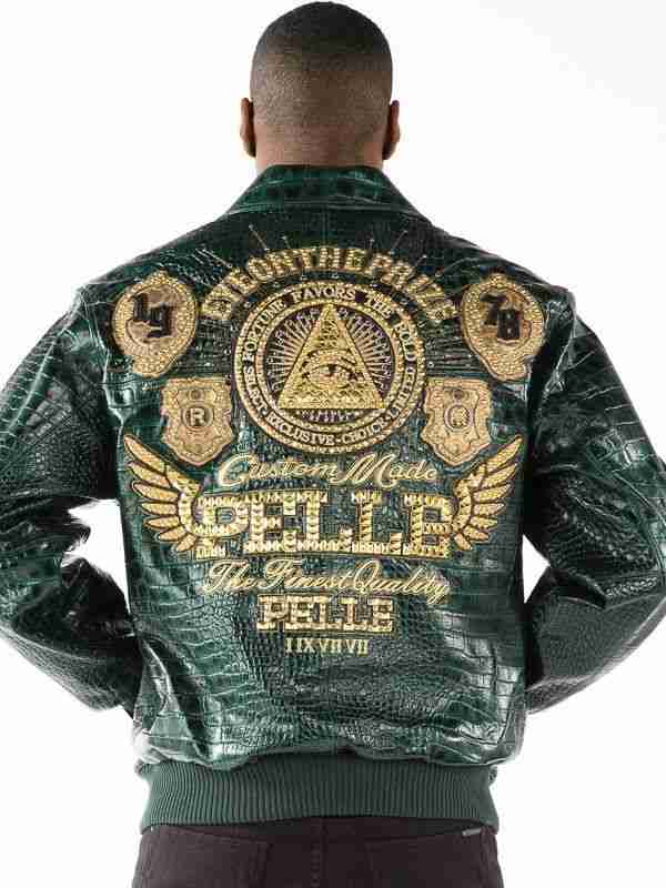 Pelle Pelle Mens Eye On The Prize Green Leather Jacket - Rare Leather