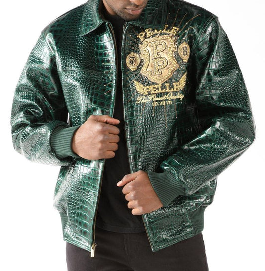 Pelle Pelle Mens Eye On The Prize Green Leather Jacket - Vox Leather