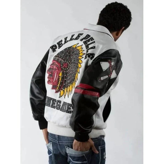 Pelle Pelle Mens Renegades Chief Keef White Studded Leather Jacket - Rare Leather Order Now !!