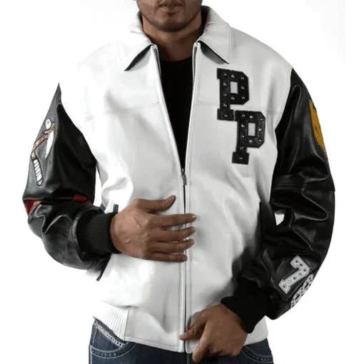 Pelle Pelle Mens Renegades Chief Keef White Studded Leather Jacket - Vox Leather