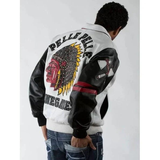 Pelle Pelle Mens Renegades Chief Keef White Studded Leather Jacket - Vox Leather