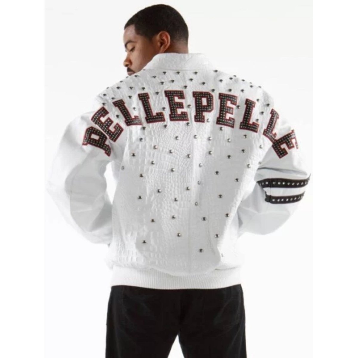 Pelle Pelle Studded Letterman White Jacket - Vox Leather