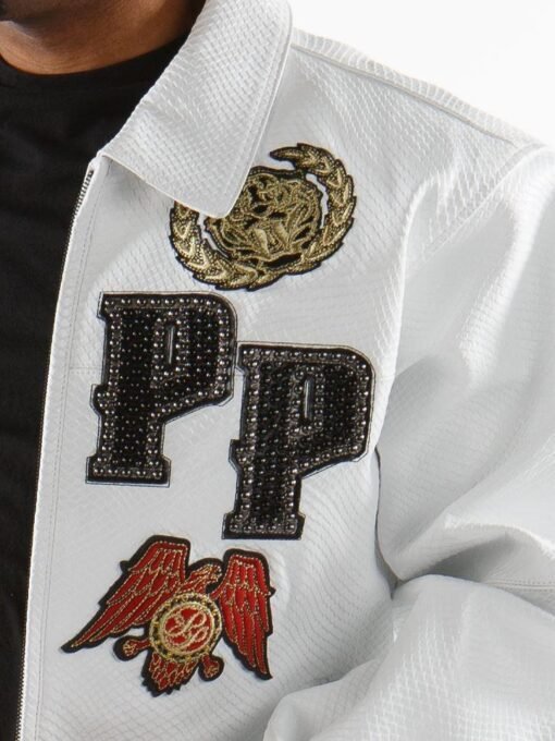 Pelle Pelle White Decorated Crocodile Leather Jacket - Vox Leather