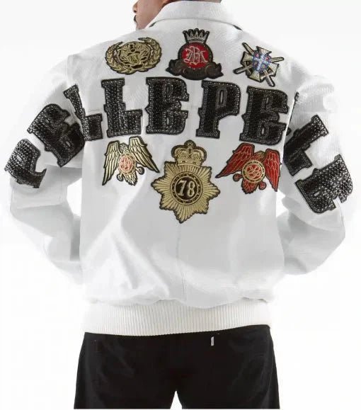 Pelle Pelle White Decorated Crocodile Leather Jacket - Vox Leather