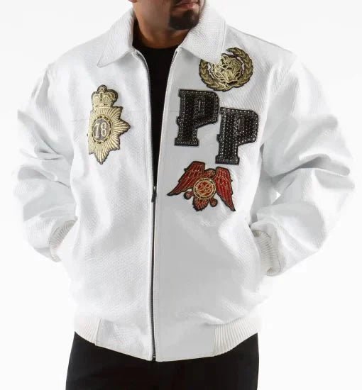 Pelle Pelle White Decorated Crocodile Leather Jacket - Vox Leather