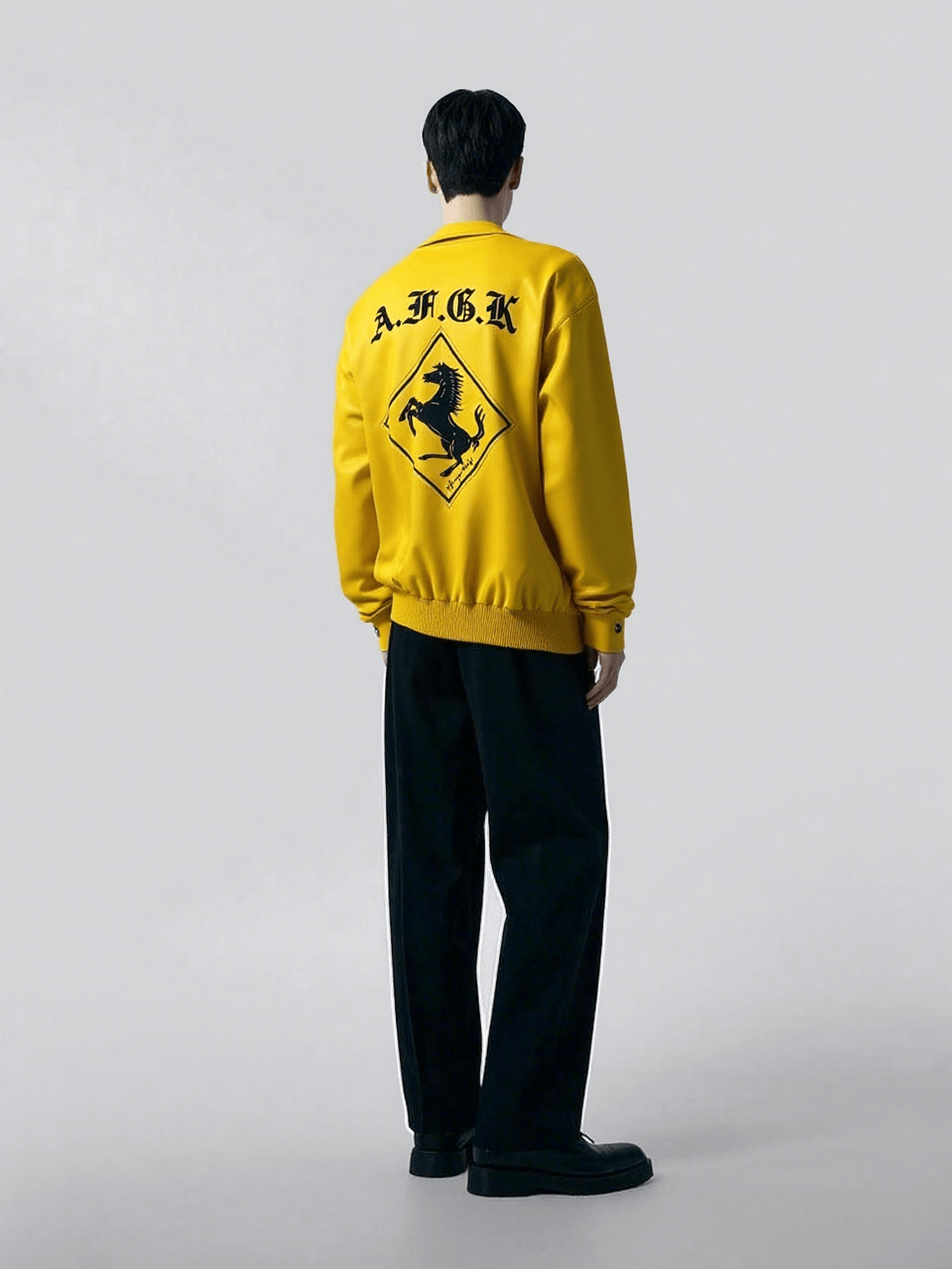 Racing Ferrari Leather Jacket – Yellow - Rare Leather Order Now !!