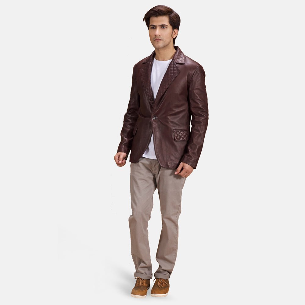 Radaron Quilted Maroon Leather Blazer - Rare Leather