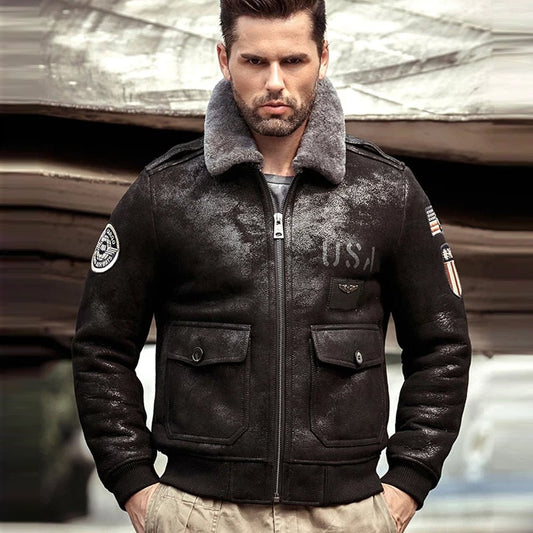 RAF B3 Sheepskin Shearling Leather Bomber Jacket - Rare Leather