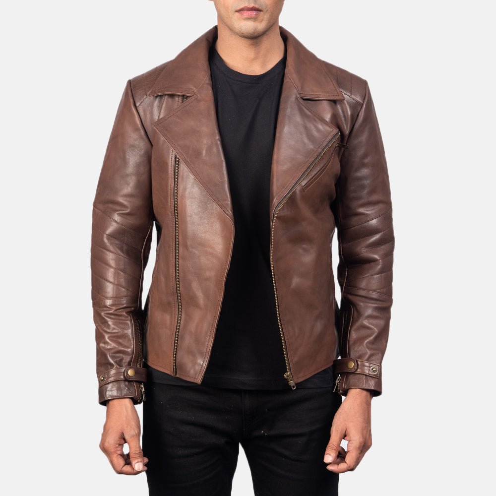 Raiden Brown Leather Biker Jacket - Rare Leather