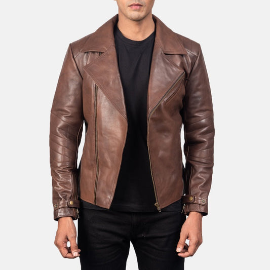 Raiden Brown Leather Biker Jacket - Rare Leather