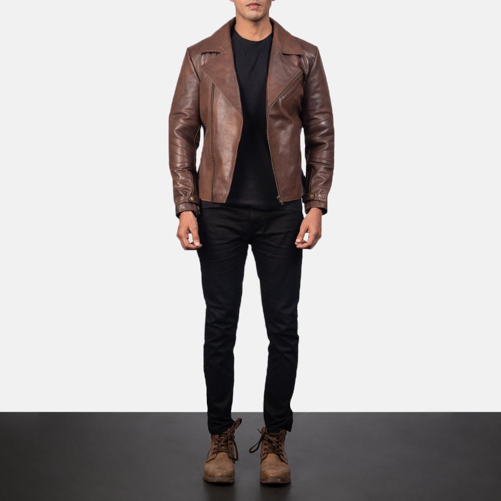 Raiden Brown Leather Biker Jacket - Rare Leather
