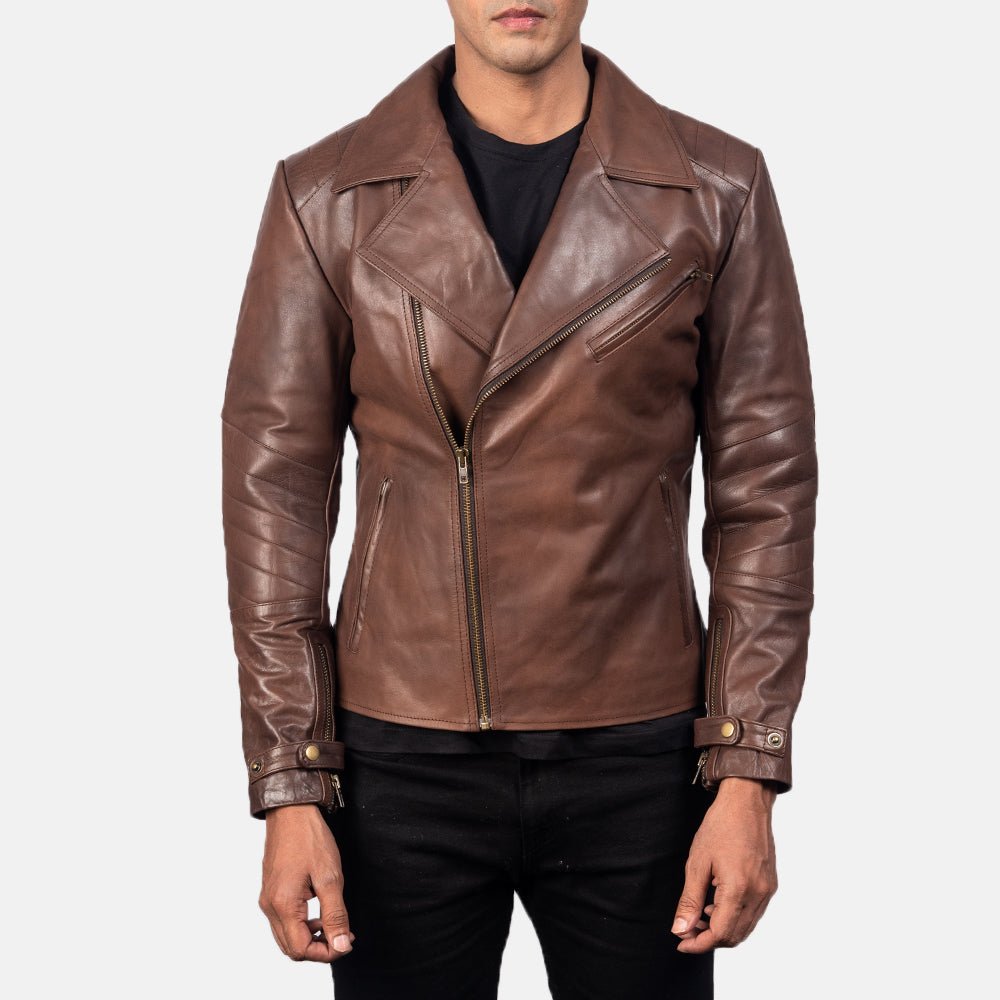 Raiden Brown Leather Biker Jacket - Rare Leather