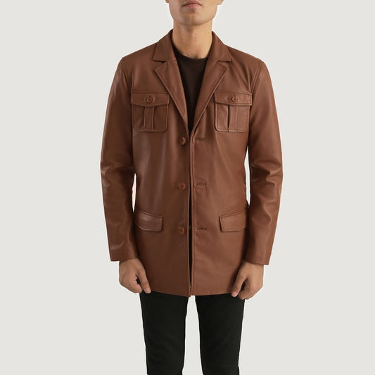 Ray Cutler Brown Leather Blazer - Vox Leather