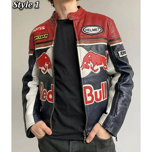 Red Bull Motorcycle Leather Jacket - Rare Leather