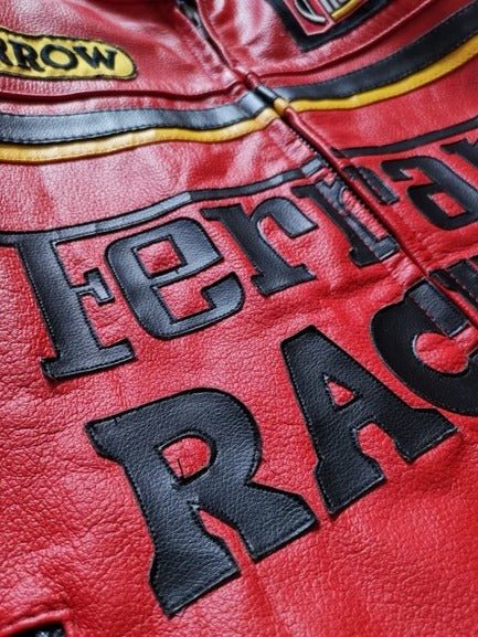 Red Ferrari Racing Leather Jacket - Rare Leather