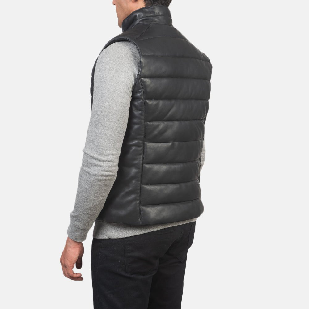 Reeves Black Leather Puffer Vest - Vox Leather