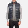 Reeves Blue Leather Puffer Vest - Rare Leather