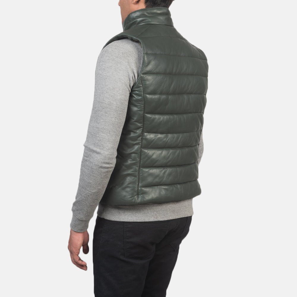 Reeves Green Leather Puffer Vest - Vox Leather