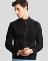 Rey Black Suede Racer Leather Jacket - Rare Leather