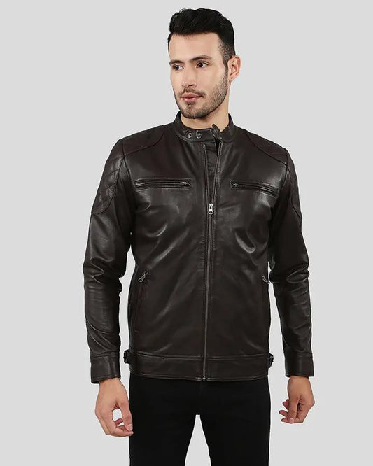 Ricardi Brown Leather Racer Jacket - Vox Leather