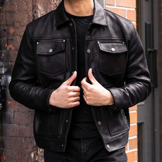 Roughout Cruiser Jacket | Black - Vox Leather