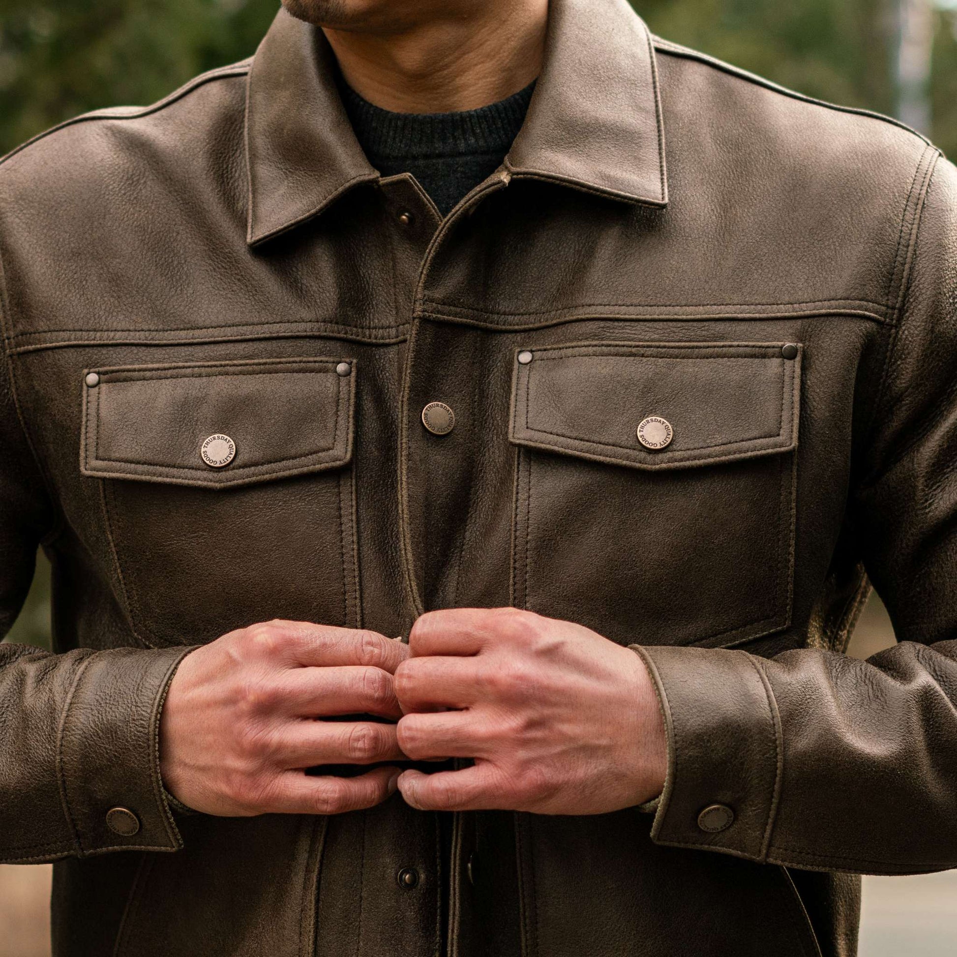 Roughout Cruiser Jacket | Dark Olive - Rare Leather
