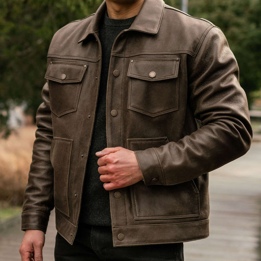 Roughout Cruiser Jacket | Dark Olive - Vox Leather