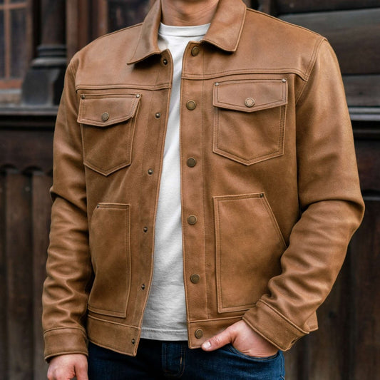 Roughout Cruiser Jacket | Natural - Vox Leather
