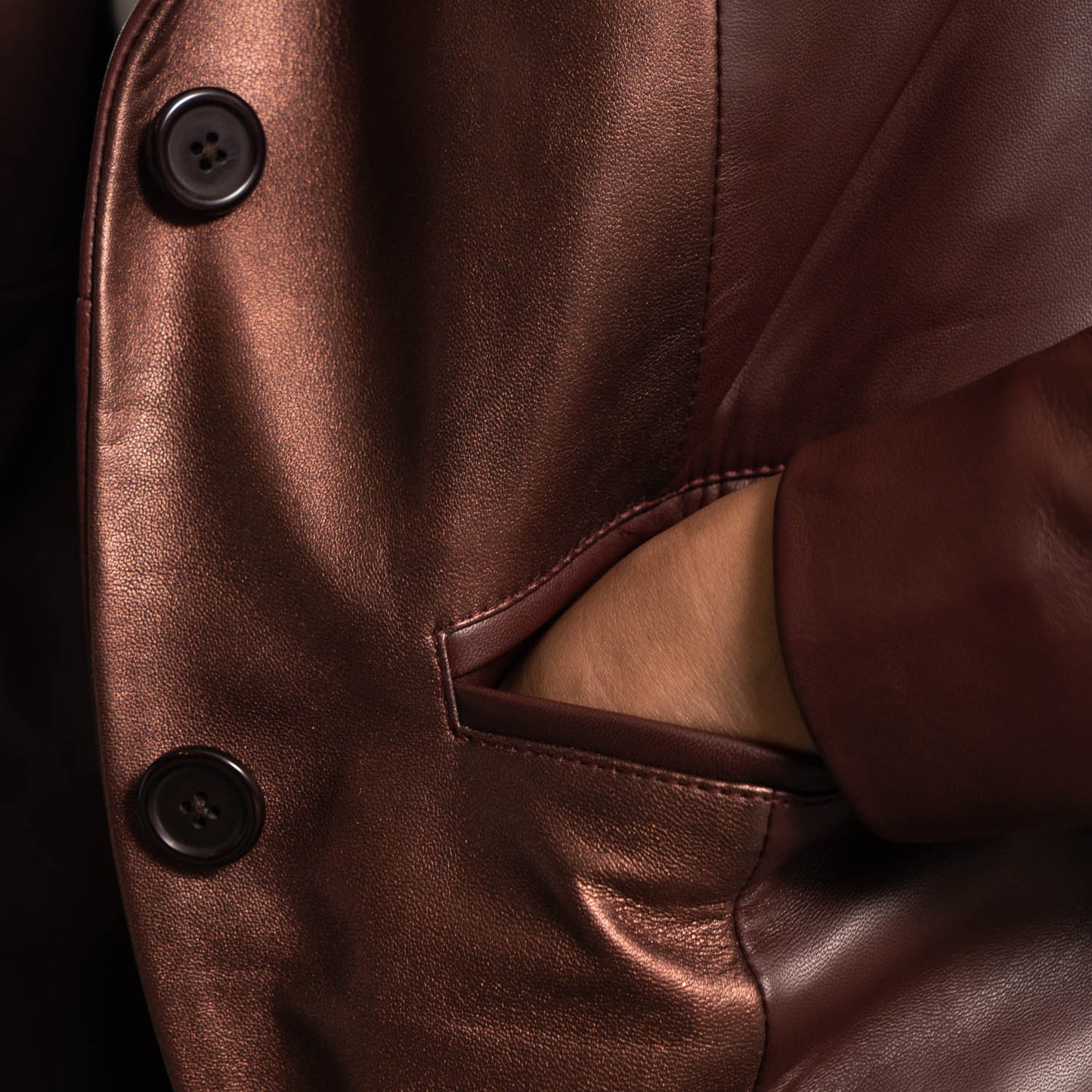 Ruby Metallic Maroon Leather Blazer - Rare Leather