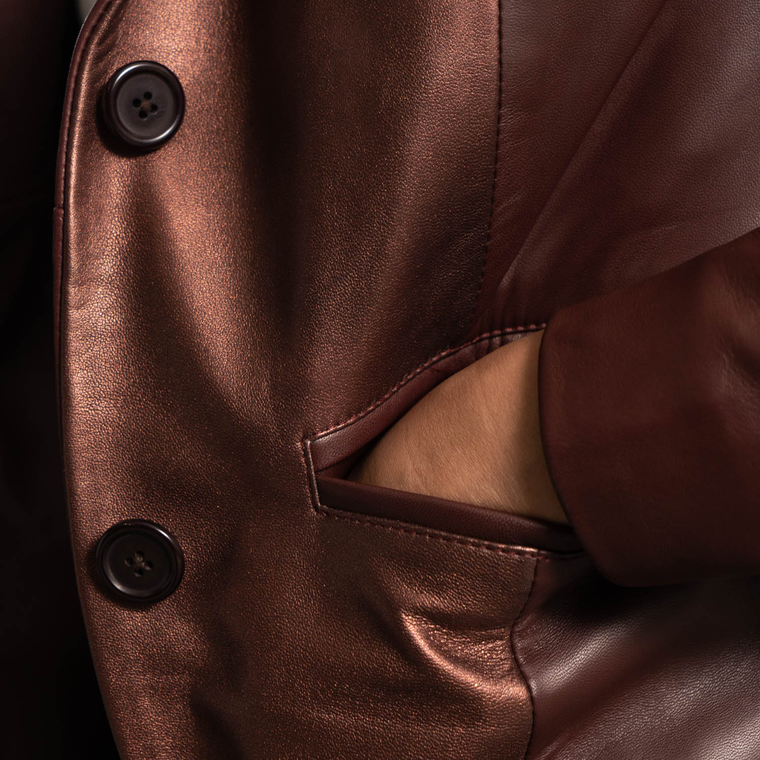 Ruby Metallic Maroon Leather Blazer - Rare Leather